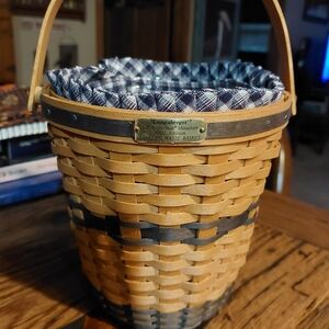 Longaberger JW Mini Bankers Waste Basket Combo